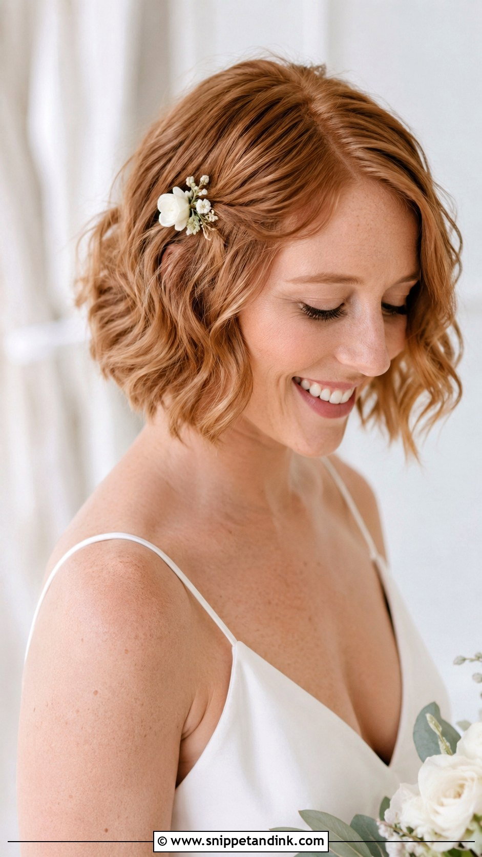 Mamma Mia Wedding Hair With Short Bob Waves - Snippet and Ink - 20 Mama Mia Wedding Hair Ideas
