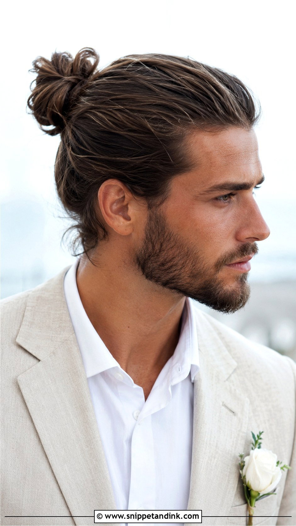 Man Bun for Grooms - Snippet and Ink - 20 Long Hair Groom Ideas