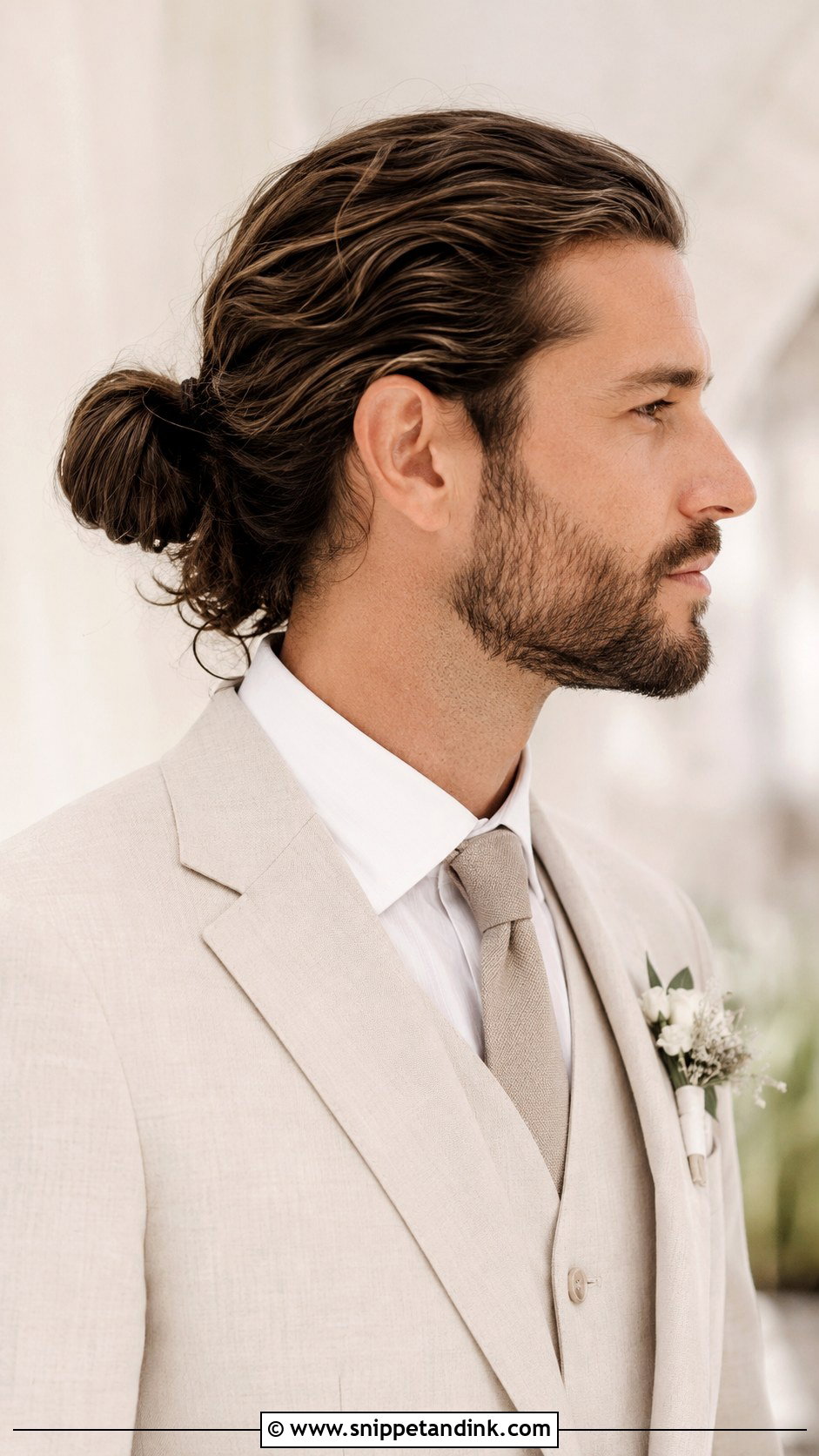 Man Bun for Long Haired Grooms - Snippet and Ink - 25 Wedding Hairstyles Men