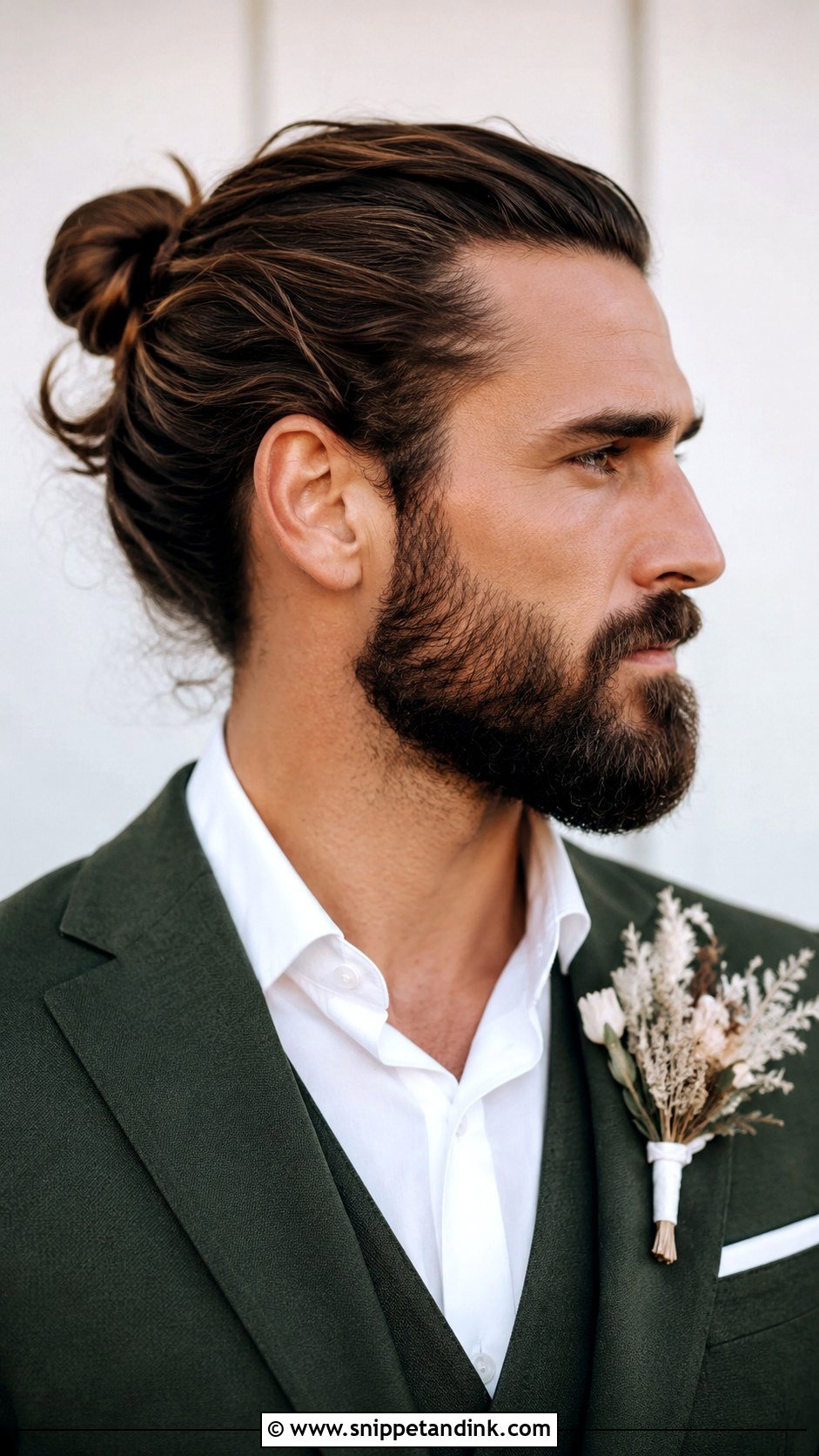 Man Bun with Beard for Grooms - Snippet and Ink - 20 Hairstyle for Groom Ideas