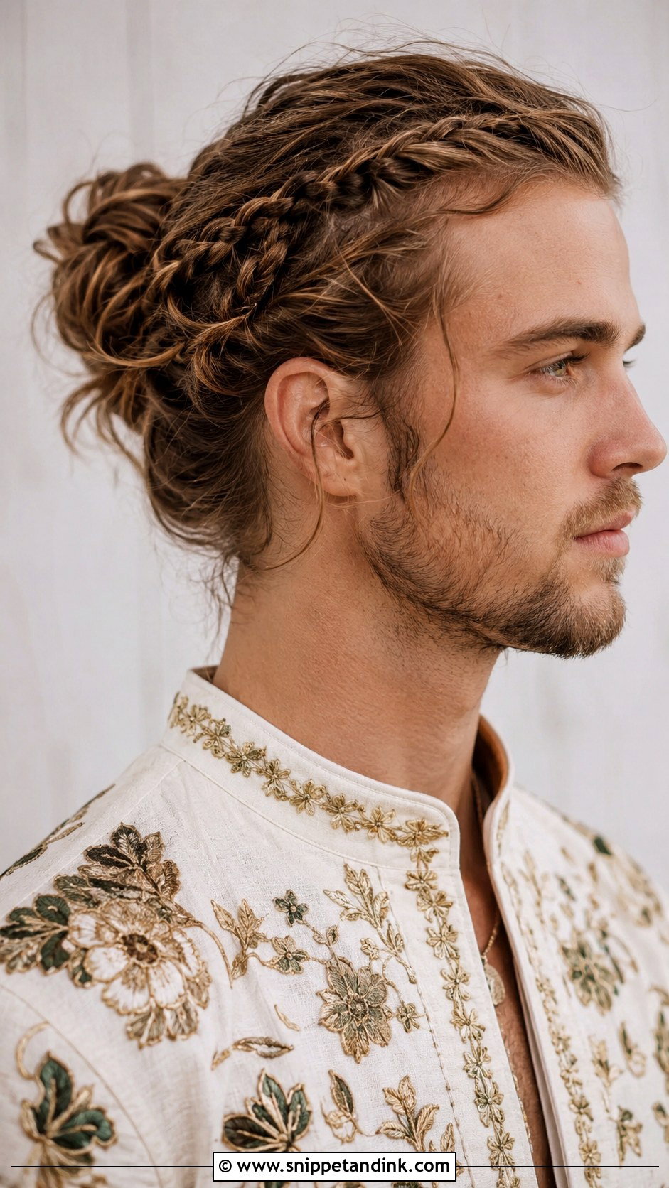 Man Bun with Braids - Snippet and Ink - 20 Long Hair Groom Ideas
