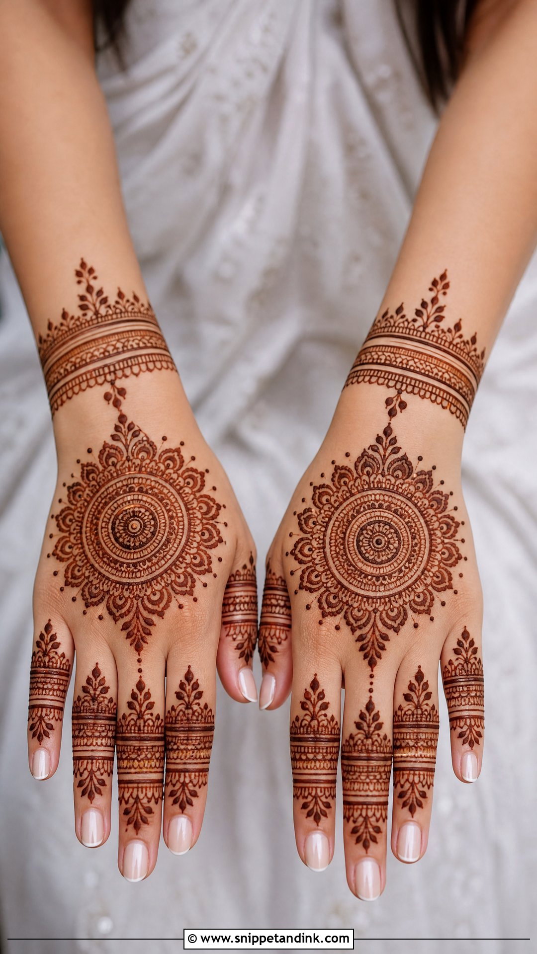 Mandala Back Hand Engagement Mehndi Design - Snippet and Ink - 20 Back Bridal Engagement Mehndi Designs