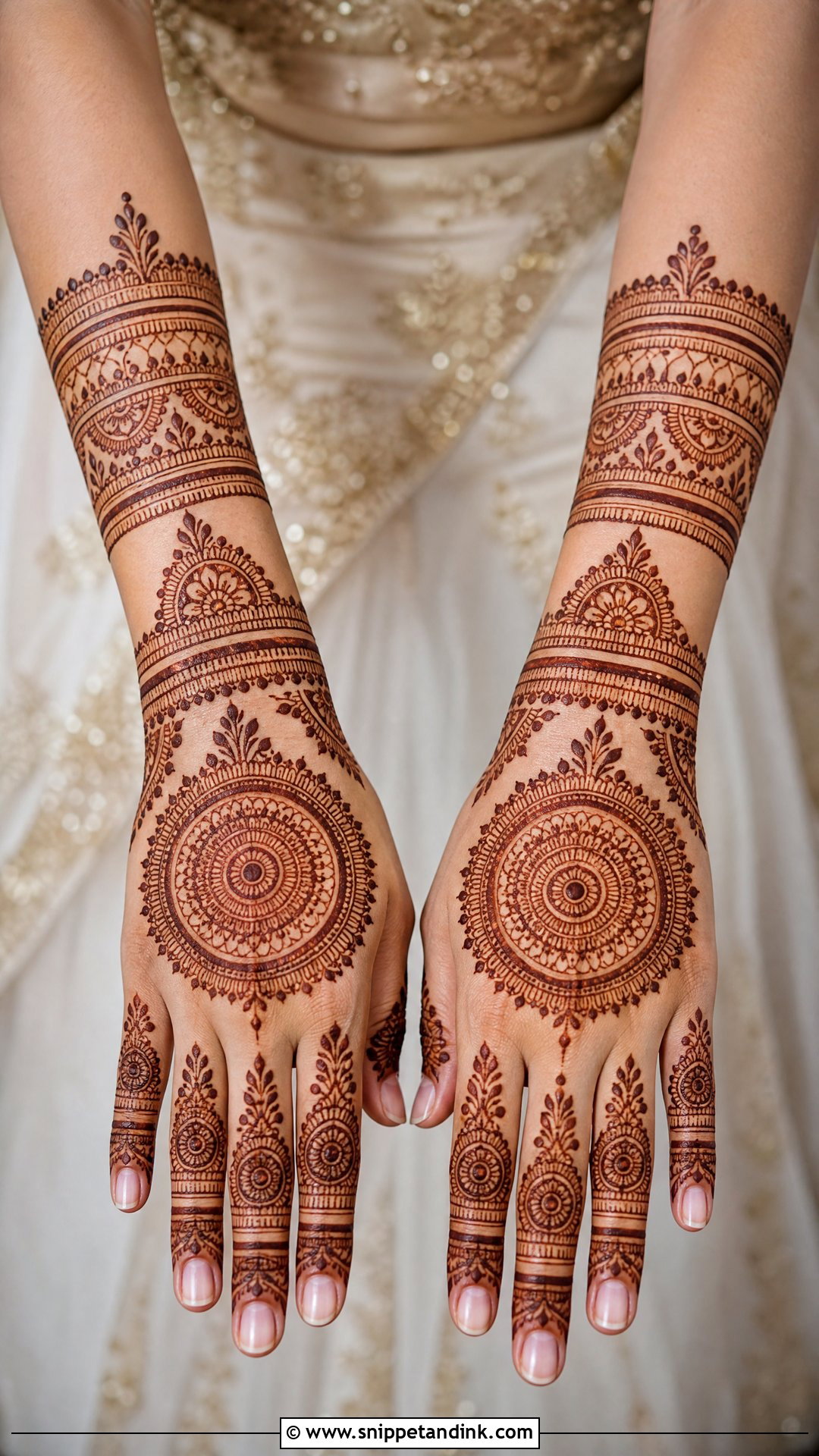 Mandala Bridal Back Full Hand Mehndi Design - Snippet and Ink - 25 New Bridal Back Full Hand Mehndi Designs