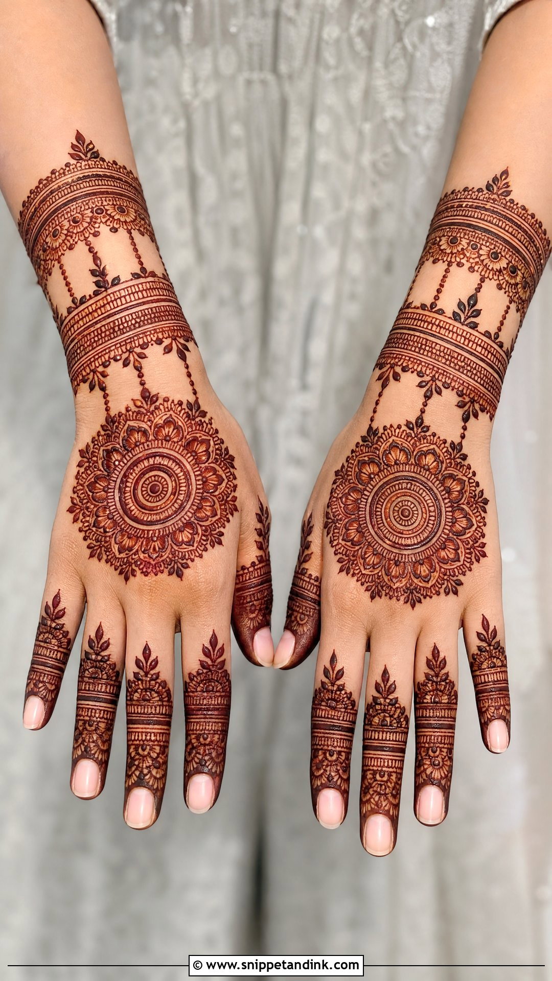 Mandala Bridal Back Hand Mehndi Design - Snippet and Ink - 20 Bride Back Hand Mehndi Designs
