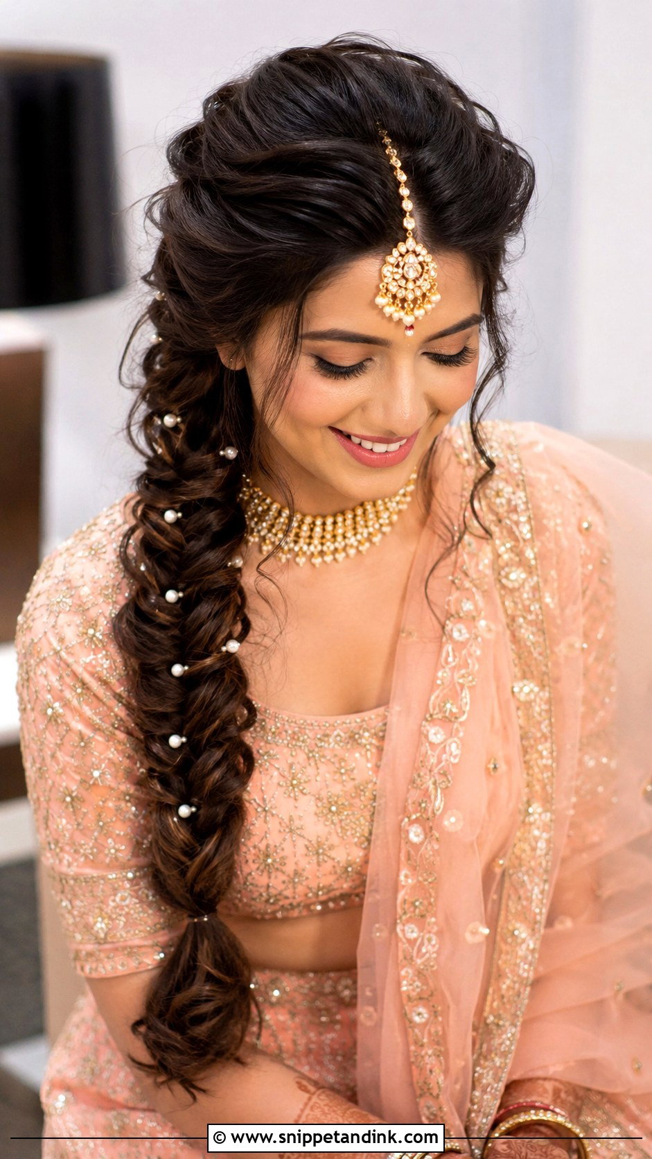 Mandap Bridal Fishtail Braid - Snippet and Ink - 15 Mandap Bride Hairstyle Ideas