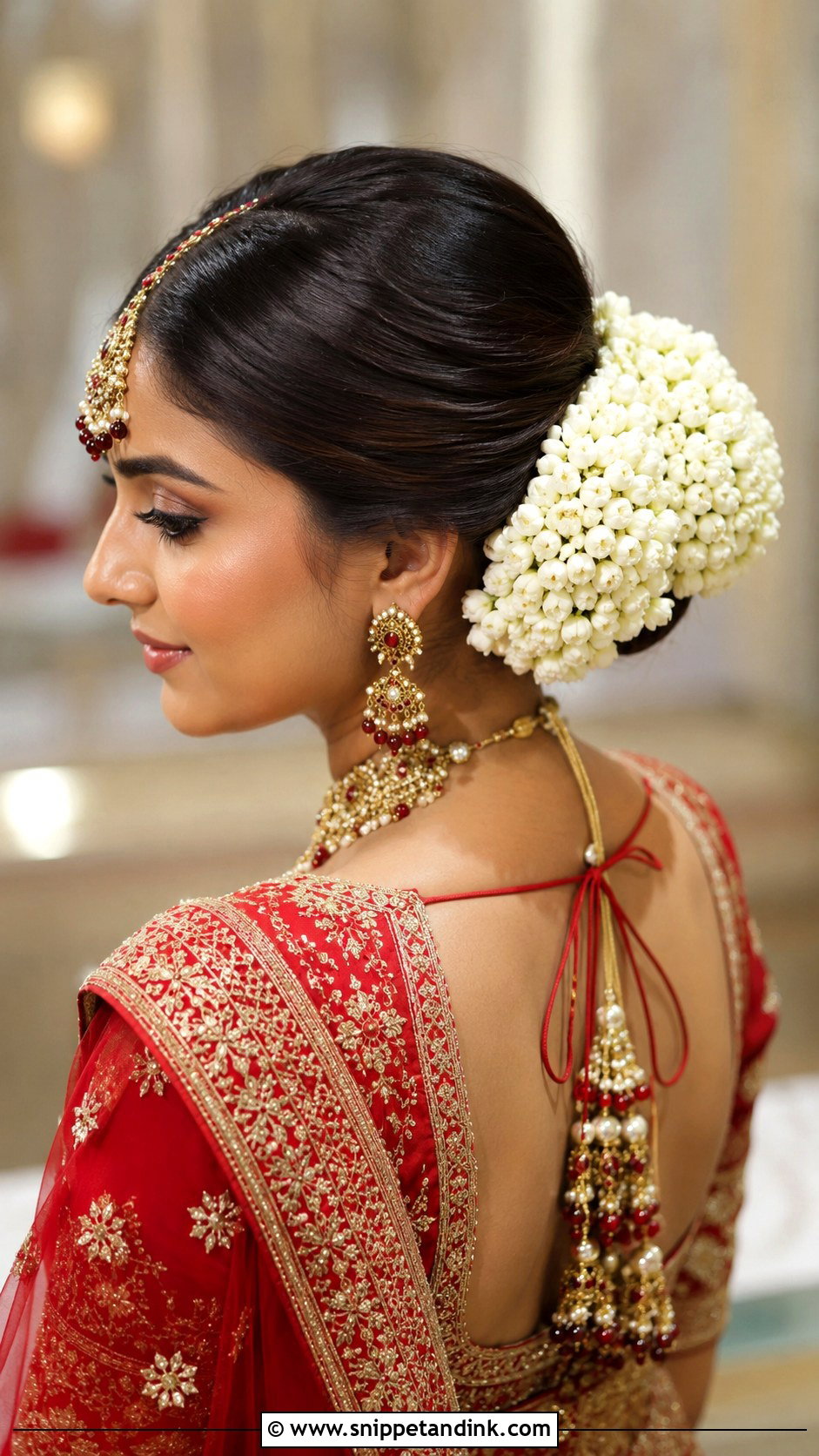 Mandap Bridal High Bun With Dupatta - Snippet and Ink - 15 Mandap Bride Hairstyle Ideas