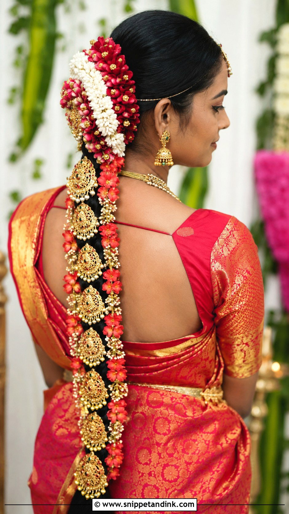 Mandap Bridal Long Braid With Flowers - Snippet and Ink - 15 Mandap Bride Hairstyle Ideas
