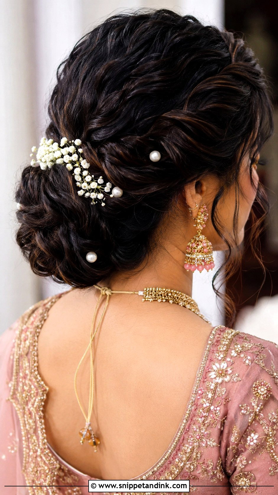 Mandap Bridal Twisted Low Bun - Snippet and Ink - 15 Mandap Bride Hairstyle Ideas