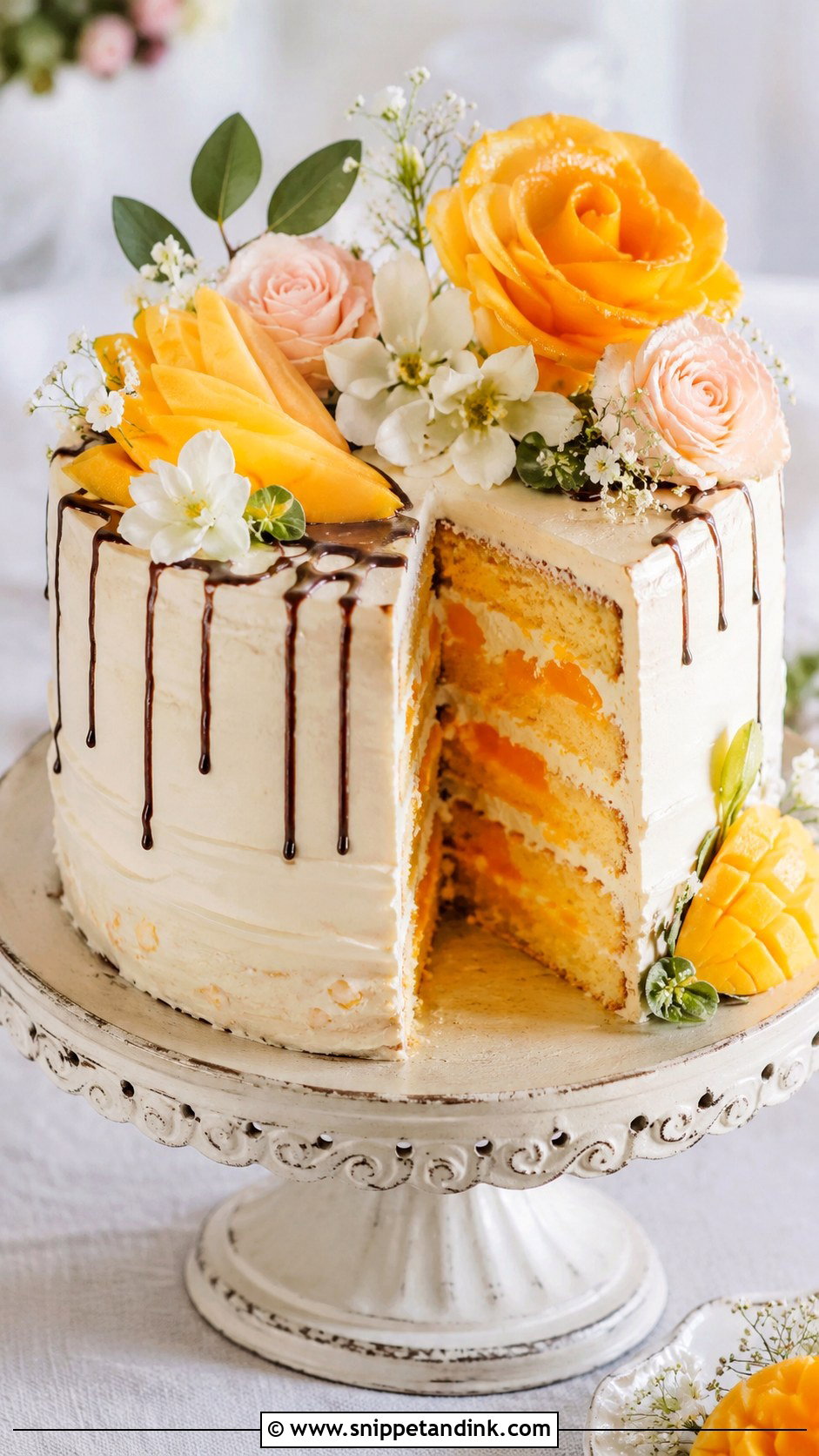 Mango Bravo Floral Cake - Snippet and Ink - 20 Mango Bravo Cake Ideas for Wedding