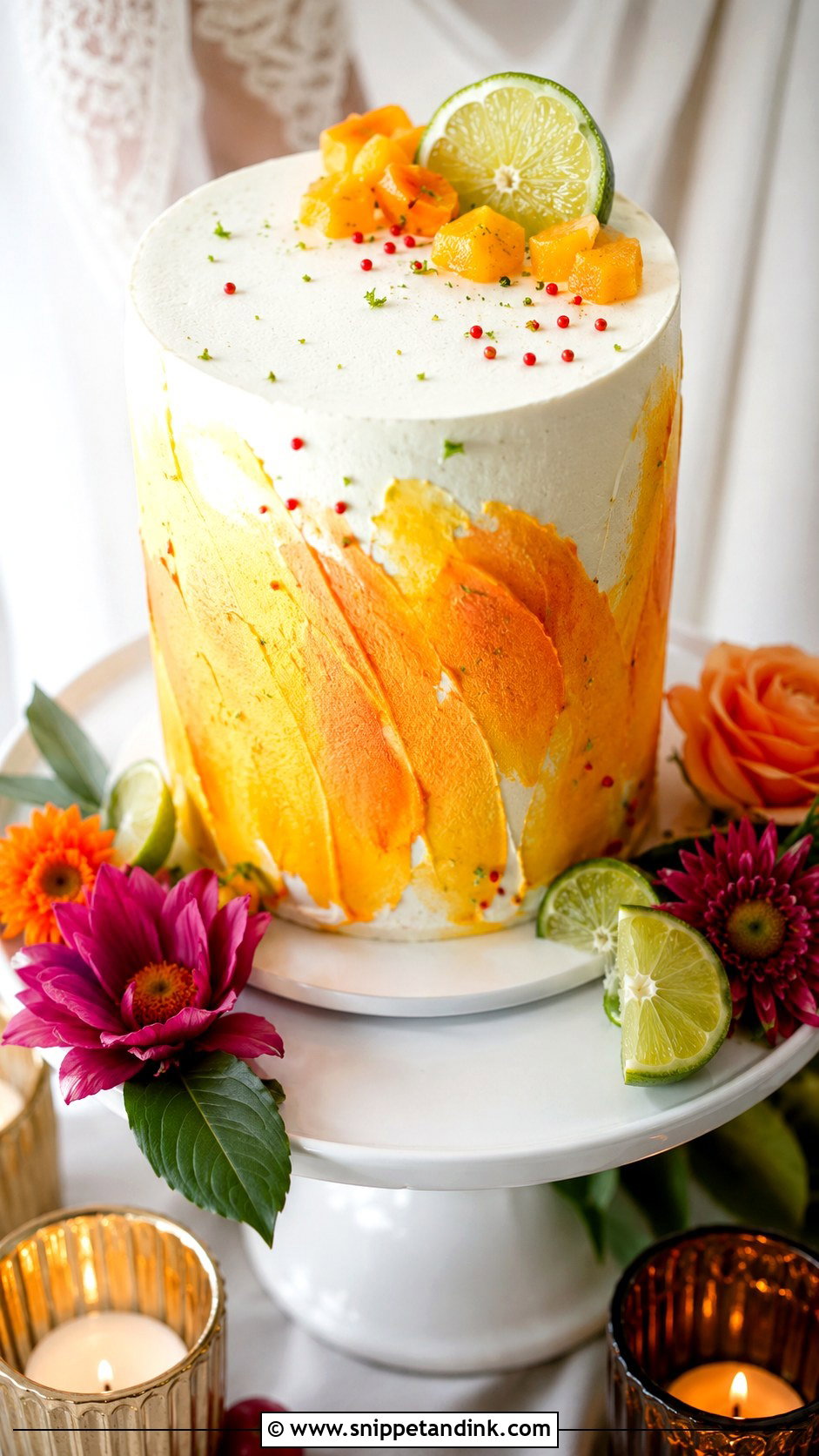 Mango Chili Cocktail Wedding Cake - Snippet and Ink - 20 Cocktail Cake Design Ideas for Wedding