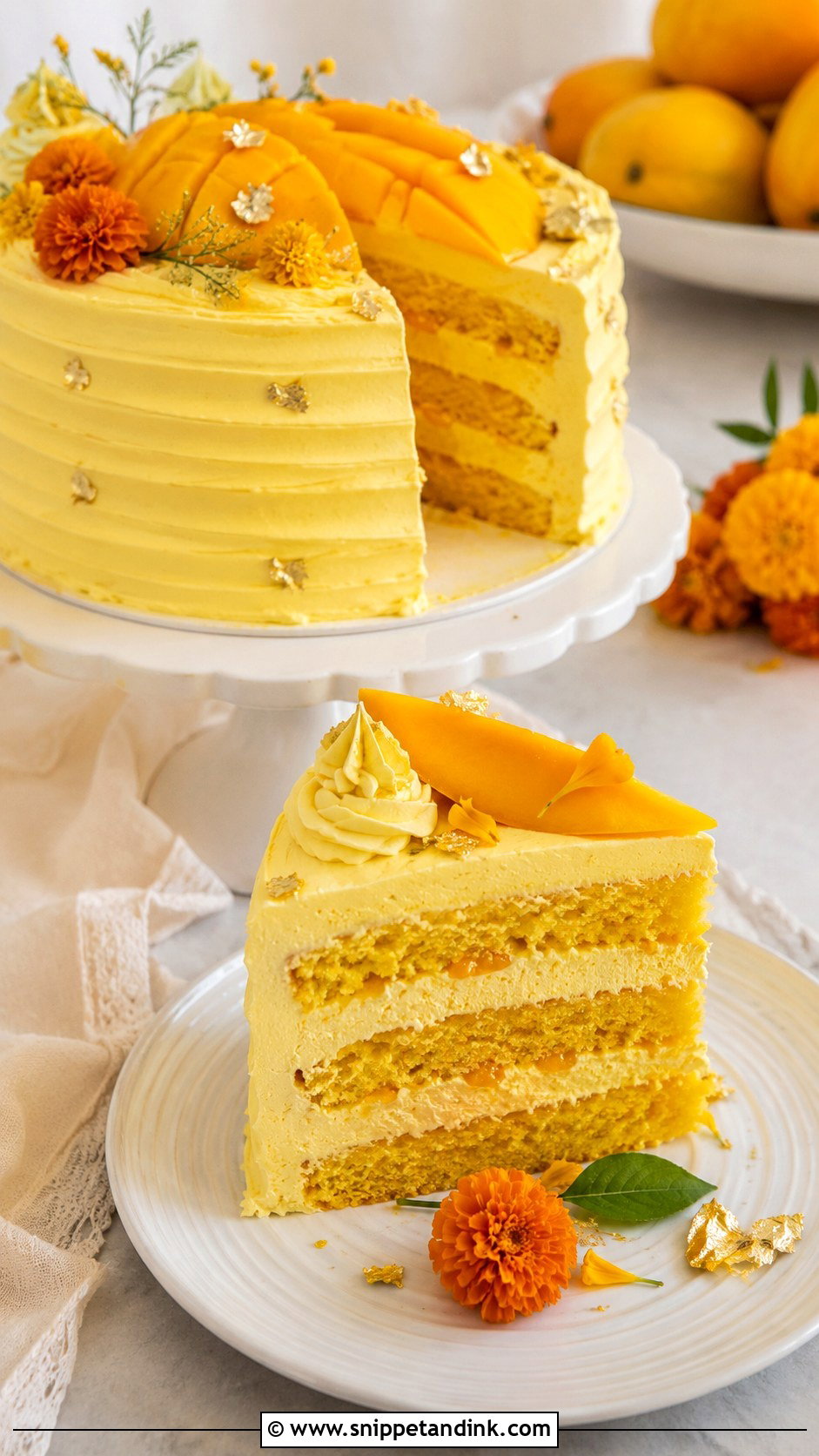 Mango Gaye Holud Cake - Snippet and Ink - 20 Gaye Holud Cake Design Ideas