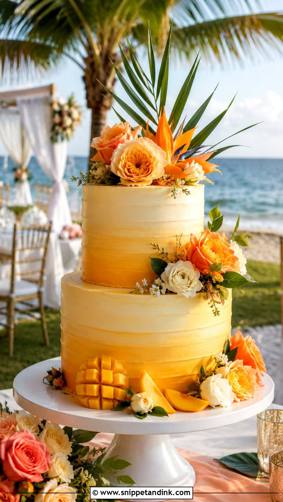 Mango Wedding Cake - Snippet and Ink - 25 Tropical Beach Wedding Cake Ideas