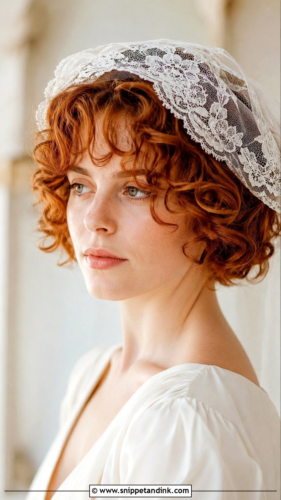 Mantilla Veil With Curly Bob - Snippet and Ink - 15 Mantilla Veil Curly Hair Ideas