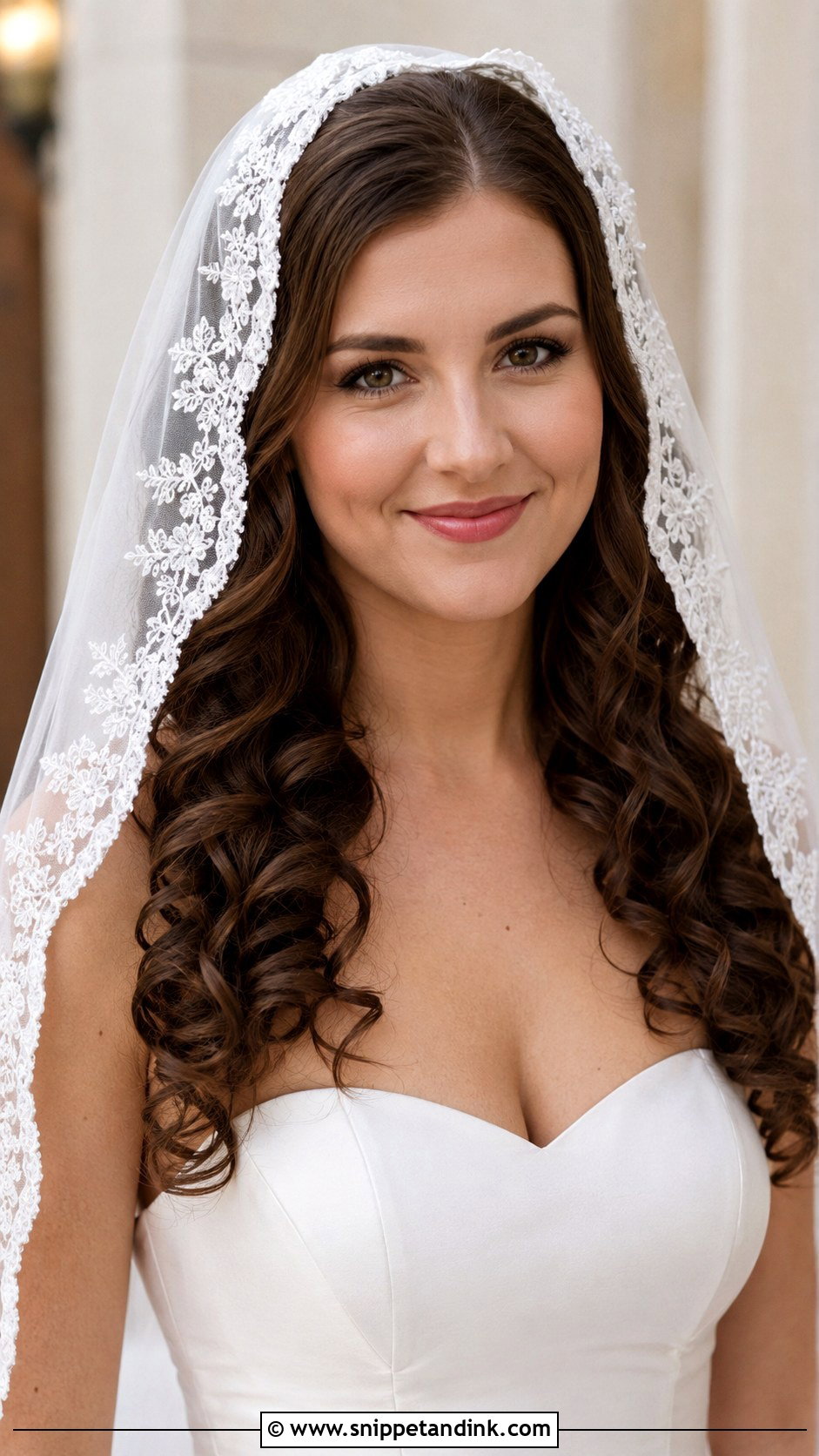 Mantilla Veil With Curly Hair Down - Snippet and Ink - 15 Mantilla Veil Curly Hair Ideas