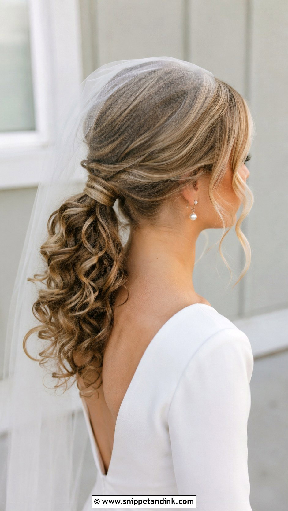 Mantilla Veil With Curly Ponytail - Snippet and Ink - 15 Mantilla Veil Curly Hair Ideas