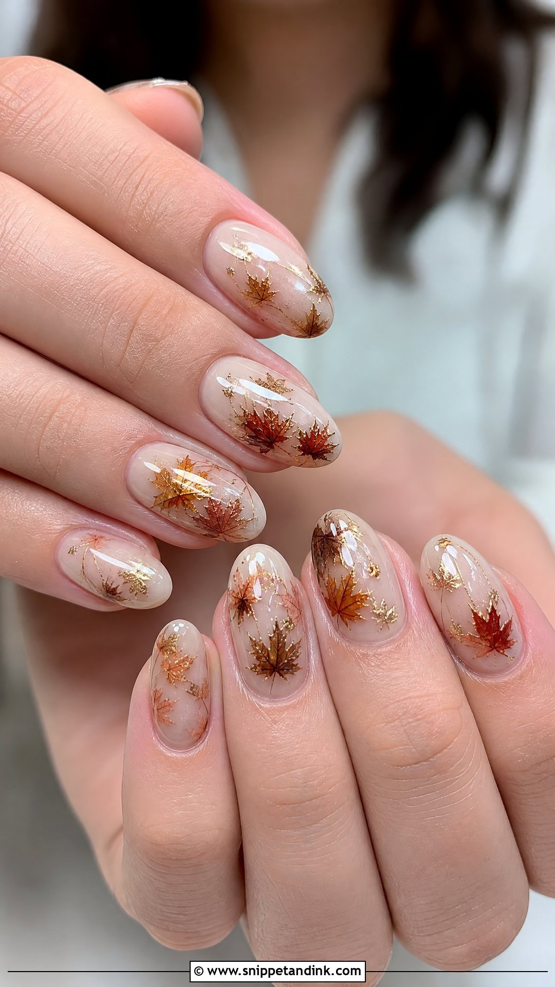 Maple Leaf Fall Bridal Nails - Snippet and Ink - 25 Fall Bridal Nails