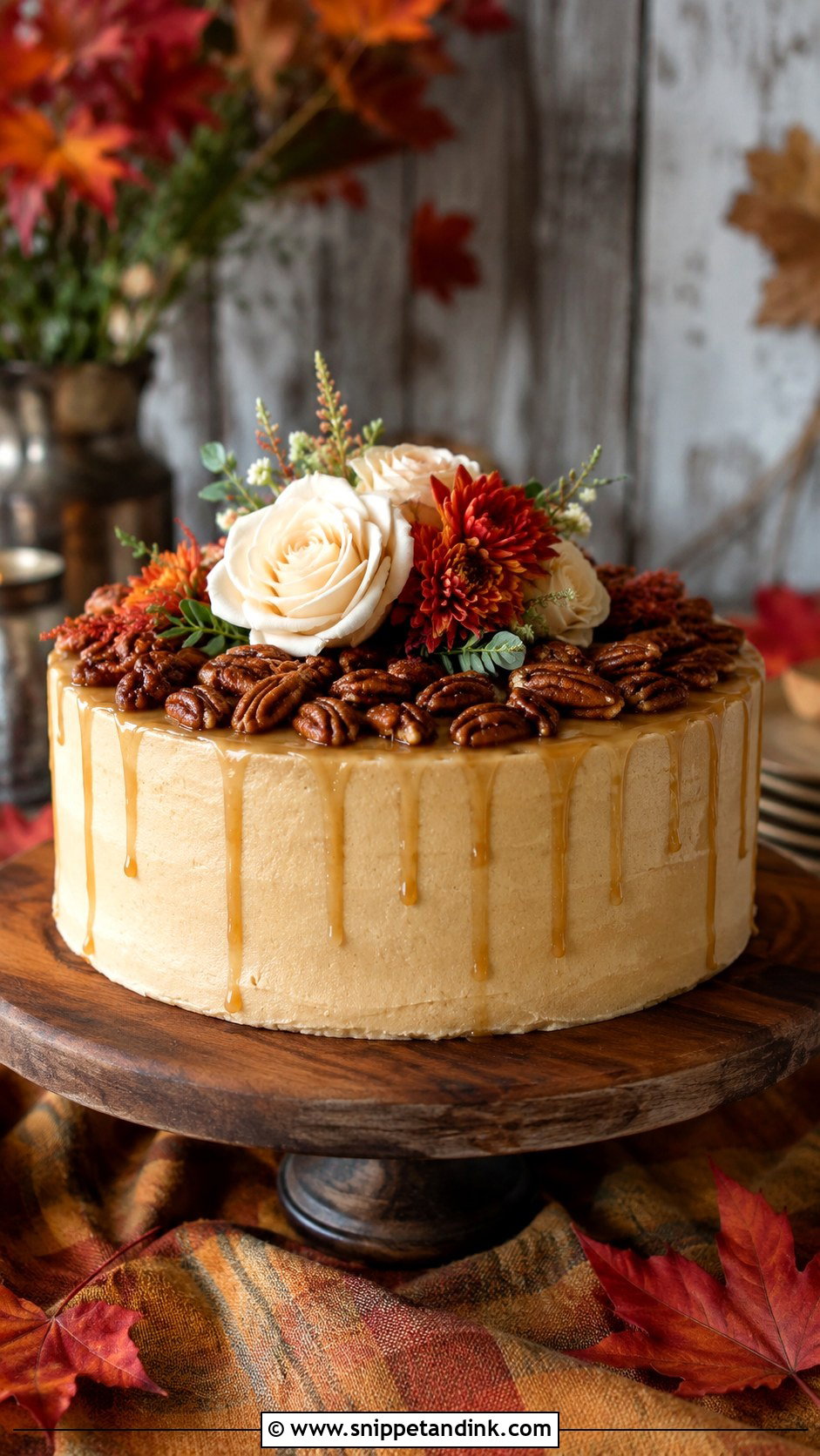 Maple Pecan Single Tier Wedding Cake - Snippet and Ink - 30 Rustic Fall Single Tier Wedding Cake Ideas