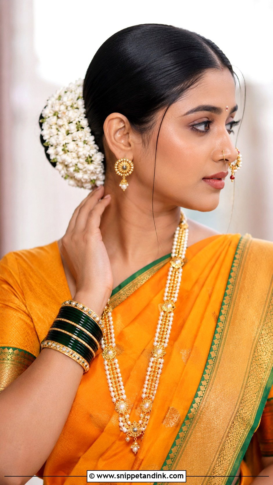 Marathi Bridal Bun With Gajra - Snippet and Ink - 15 Marathi Bridal Hairstyles