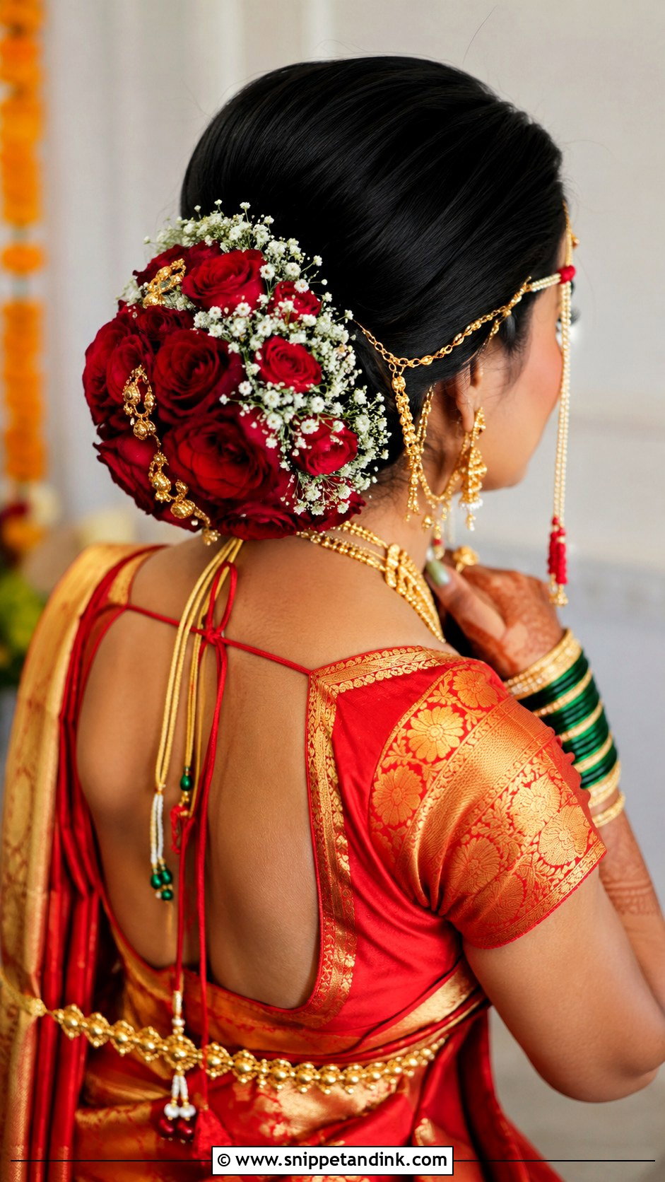 Marathi Bridal Bun With Roses - Snippet and Ink - 15 Marathi Bridal Hairstyles