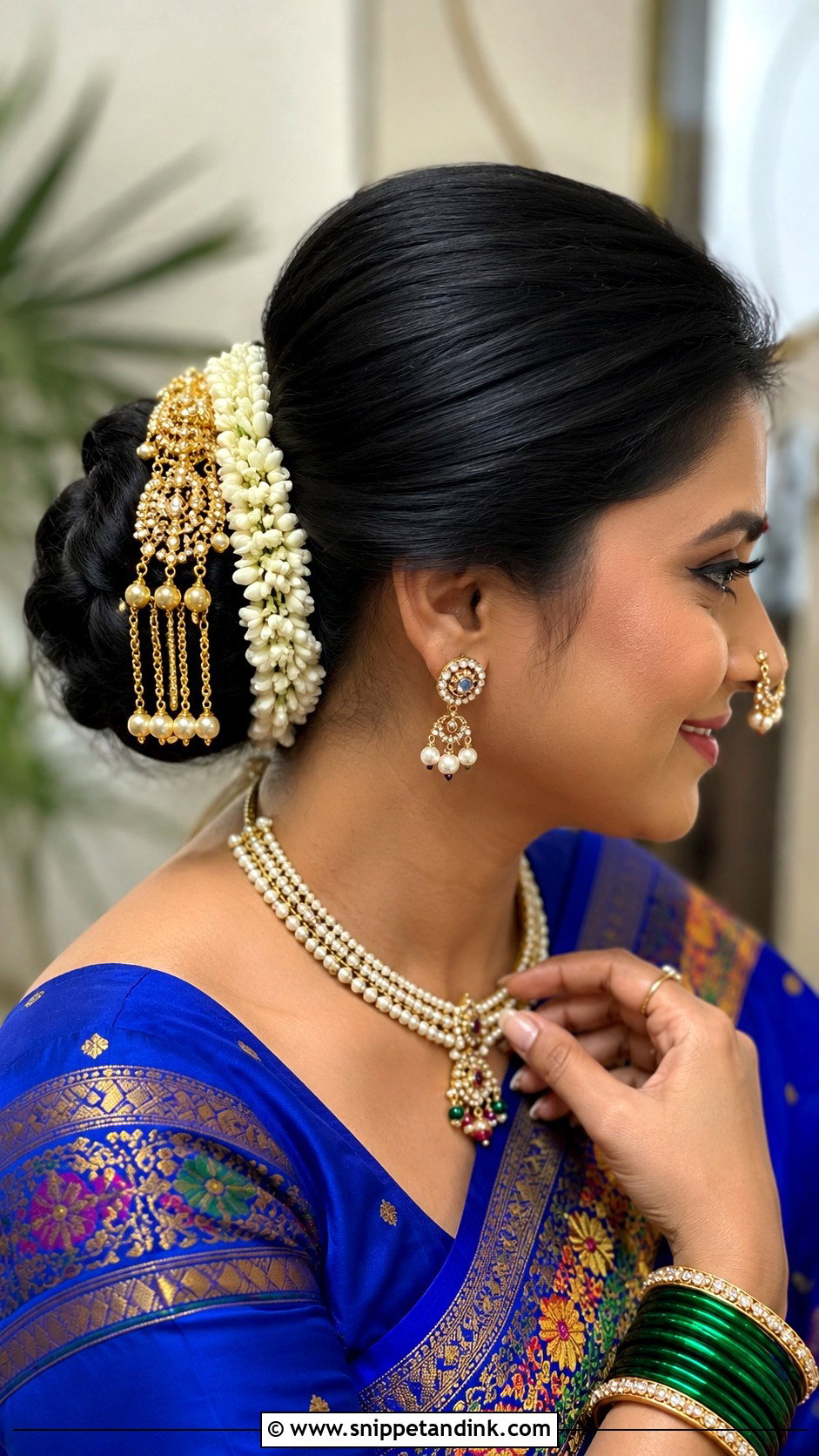 Marathi Bridal Bun With Veni Phool - Snippet and Ink - 15 Marathi Bridal Hairstyles
