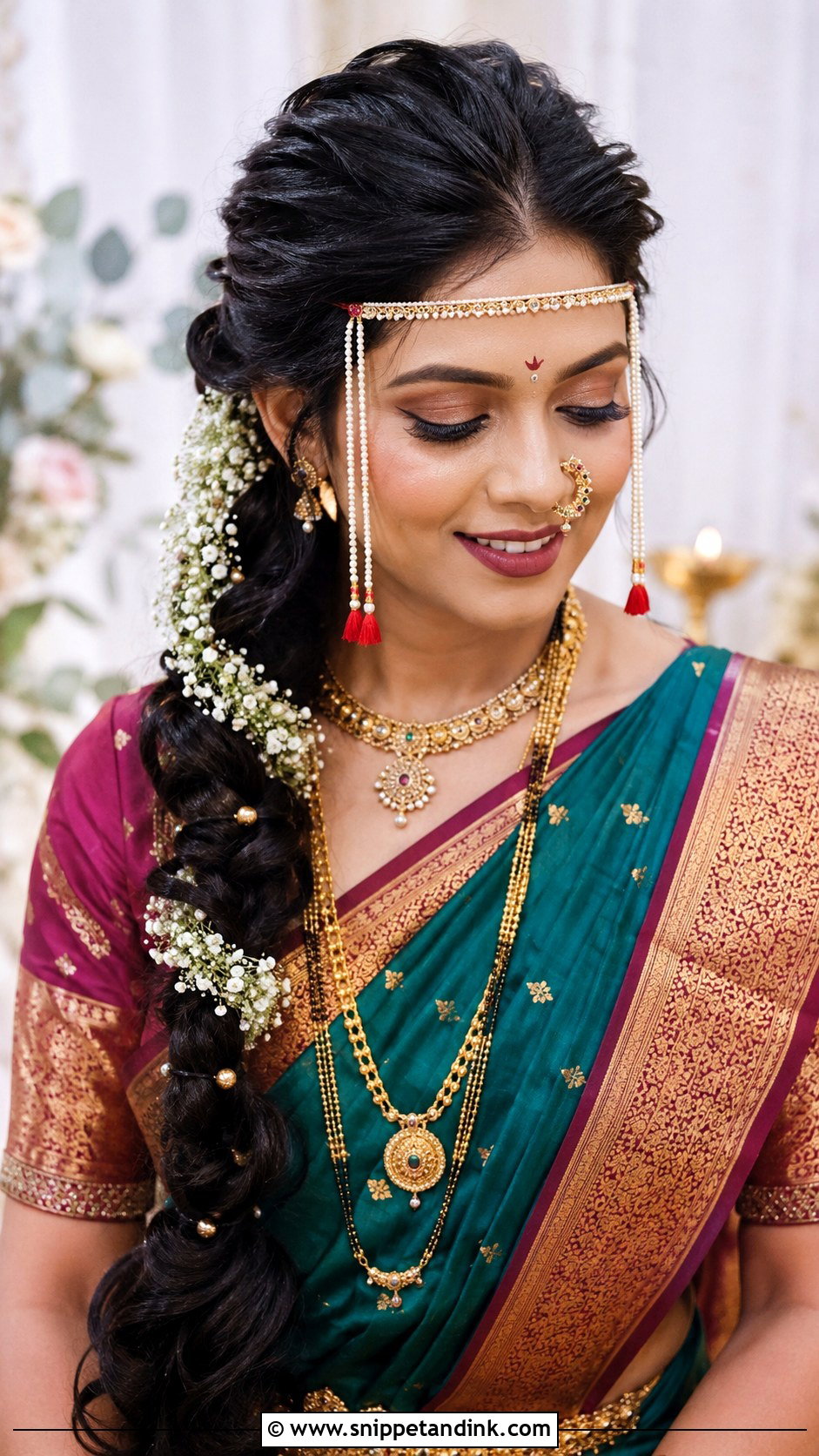 Marathi Bridal Side Braid - Snippet and Ink - 15 Marathi Bridal Hairstyles