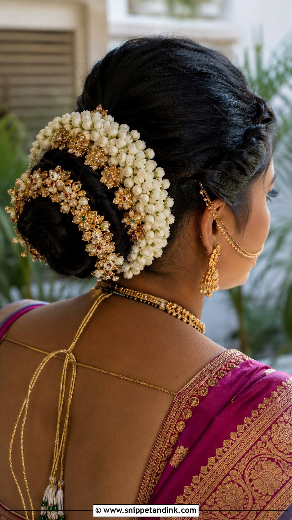 Marathi Bride Bun With Pearls - Snippet and Ink - 20 Marathi Bride Hairstyle Bridal Hair Ideas