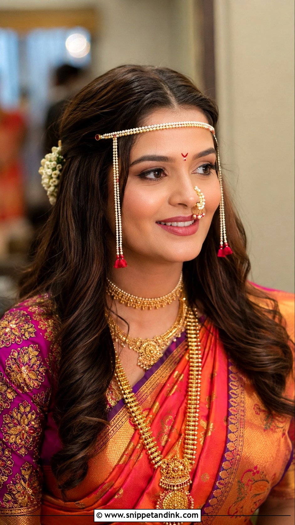 Marathi Bride Gajra Braid - Snippet and Ink - 20 Marathi Bride Hairstyle Bridal Hair Ideas