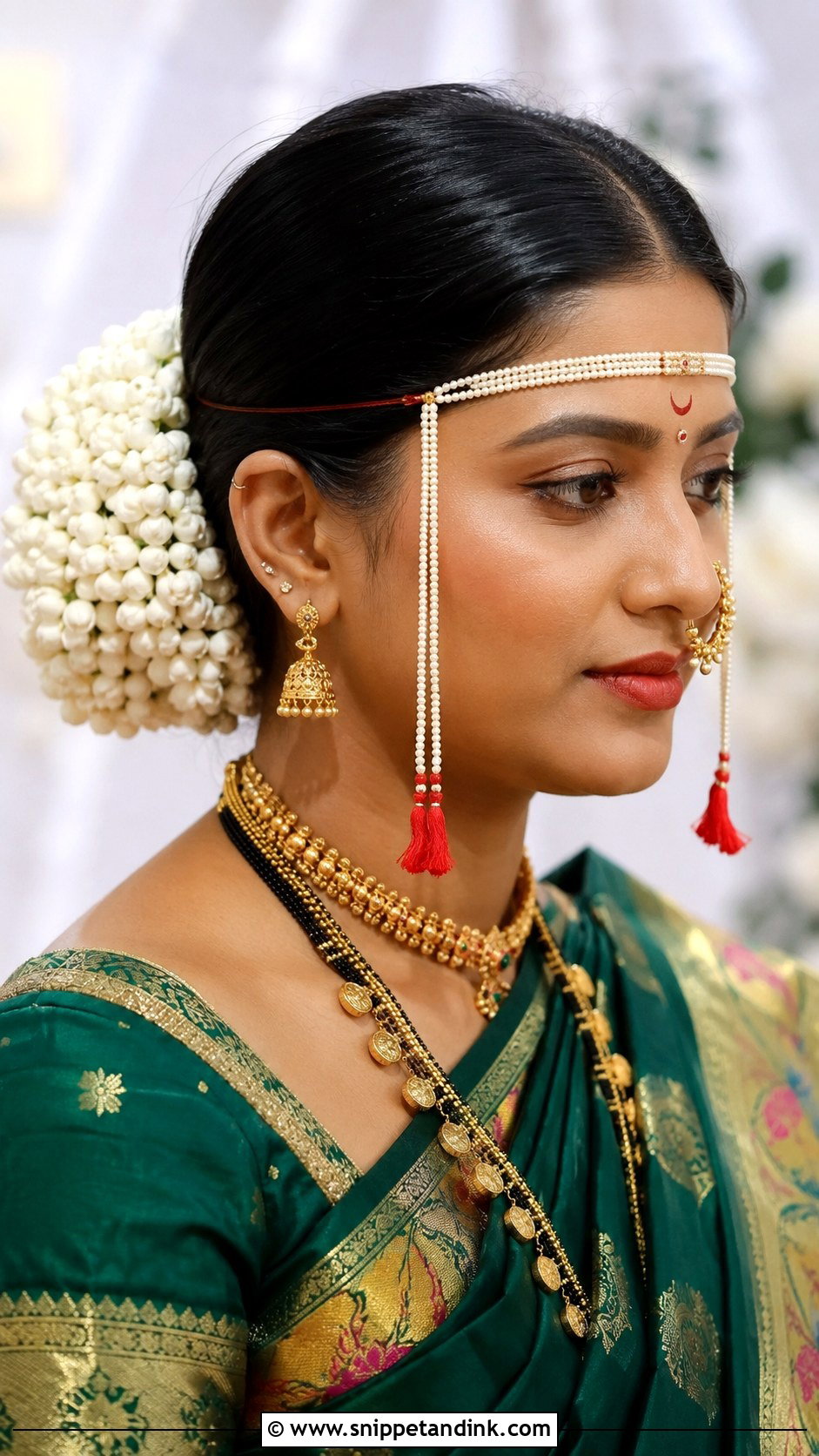 Marathi Bride Gajra Bun - Snippet and Ink - 20 Marathi Bride Hairstyle Bridal Hair Ideas
