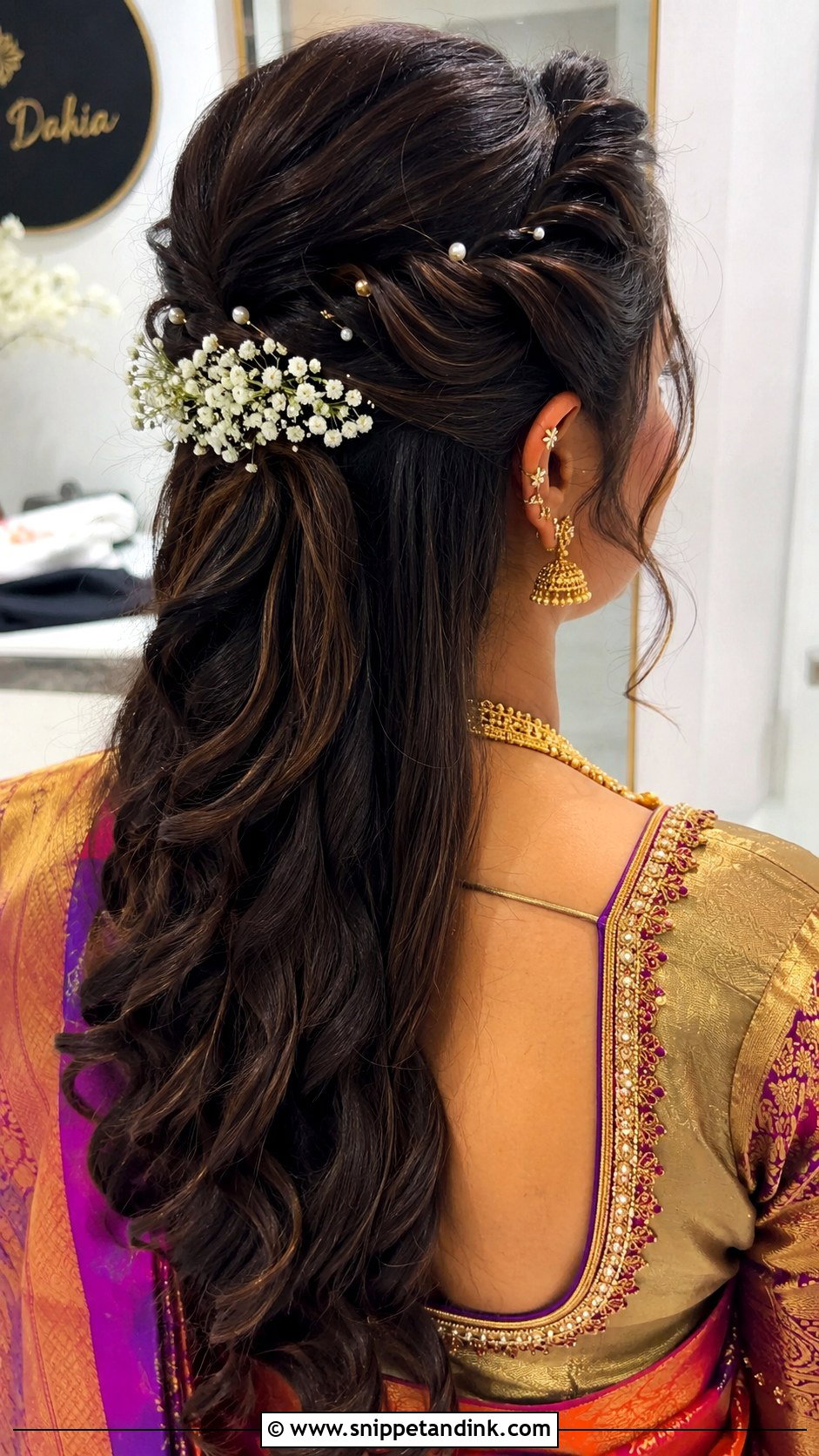 Marathi Bride Half Up Hairstyle - Snippet and Ink - 20 Marathi Bride Hairstyle Bridal Hair Ideas