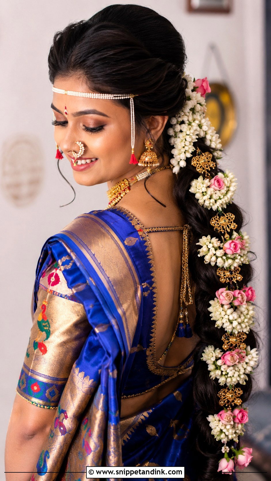 Marathi Wedding Floral Braid - Snippet and Ink - 15 Marathi Wedding Hairstyle Ideas
