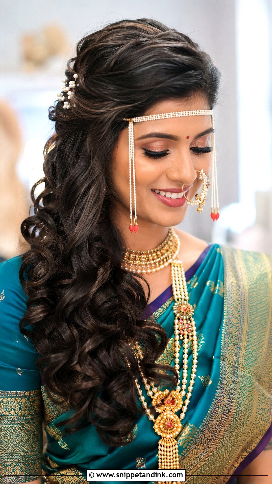 Marathi Wedding Open Curls - Snippet and Ink - 15 Marathi Wedding Hairstyle Ideas
