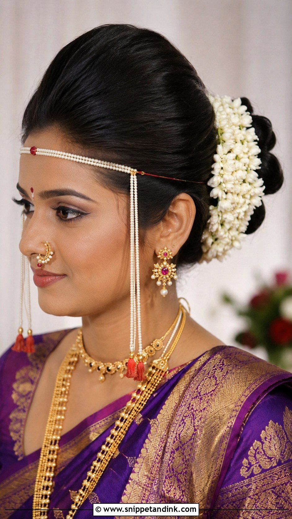 Marathi Wedding Puff Bun - Snippet and Ink - 15 Marathi Wedding Hairstyle Ideas
