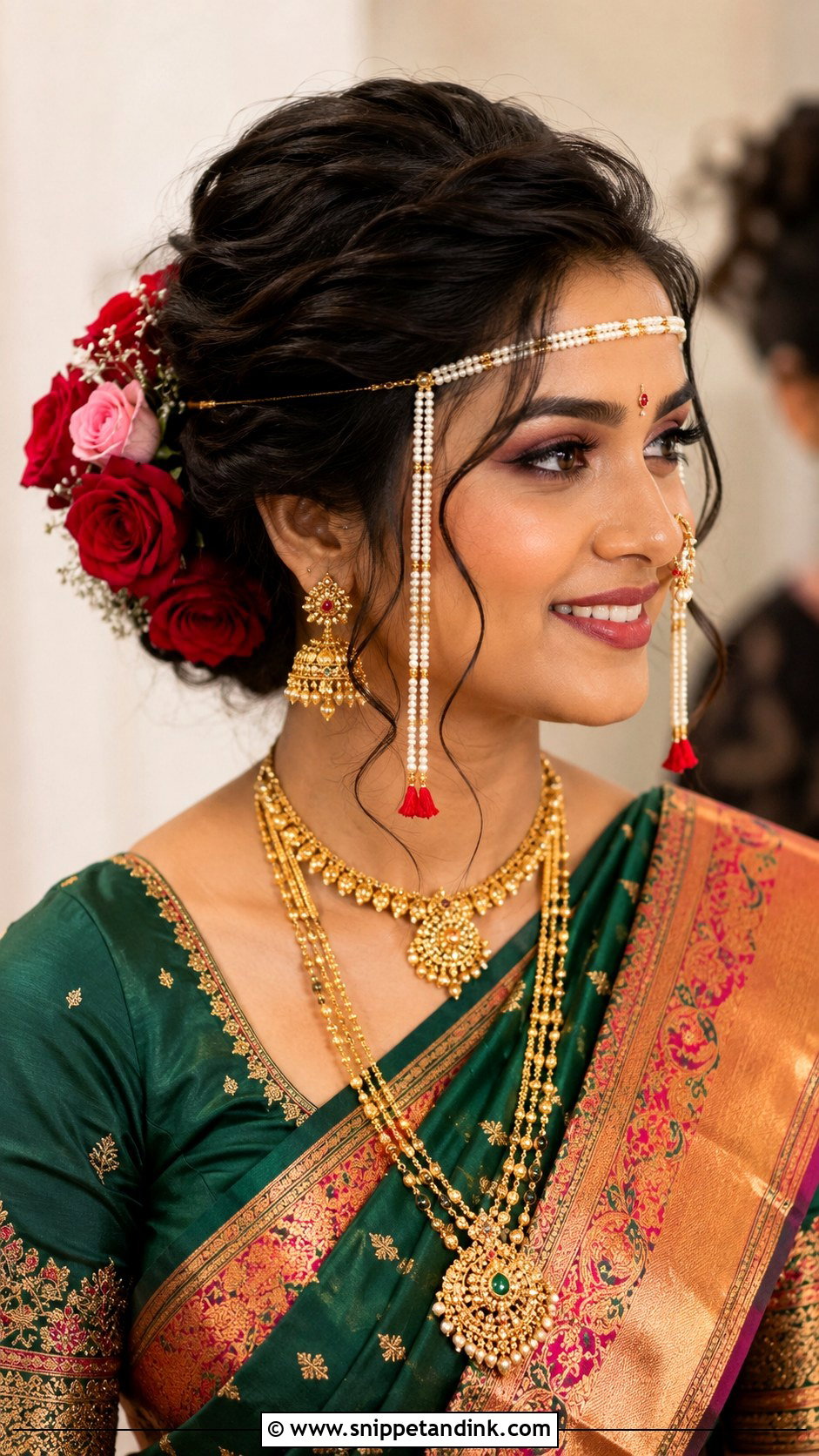 Marathi Wedding Rose Bun - Snippet and Ink - 15 Marathi Wedding Hairstyle Ideas