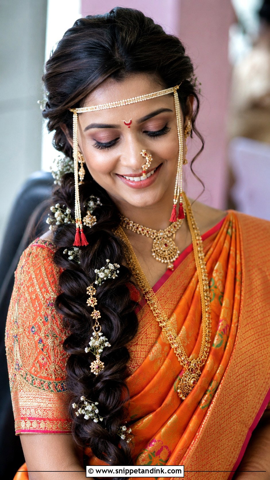 Marathi Wedding Side Braid - Snippet and Ink - 15 Marathi Wedding Hairstyle Ideas