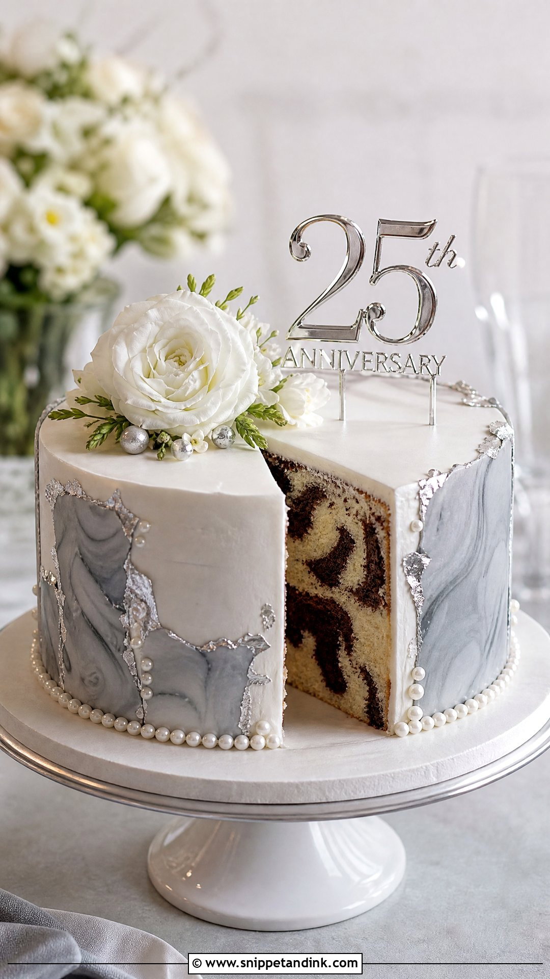 Marble 25th Anniversary Cake - Snippet and Ink - 25 25th Wedding Anniversary Cakes