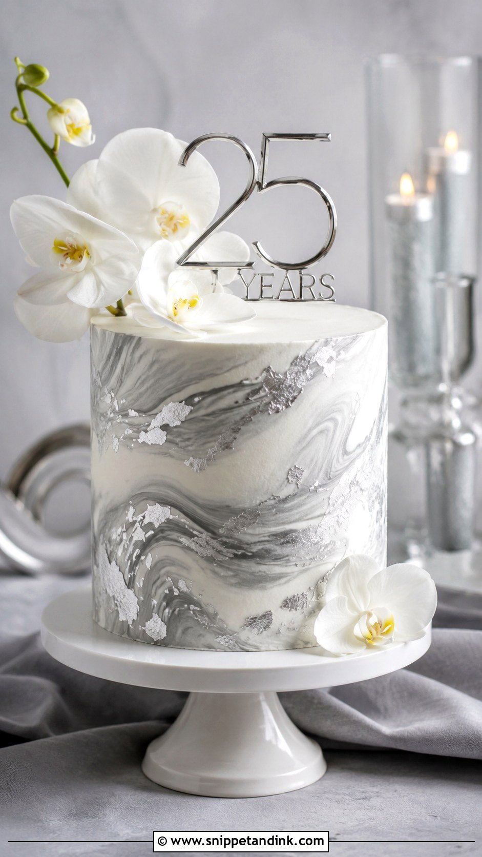 Marble 25th Anniversary Cake - Snippet and Ink - 20 25th Anniversary Cake Design Ideas