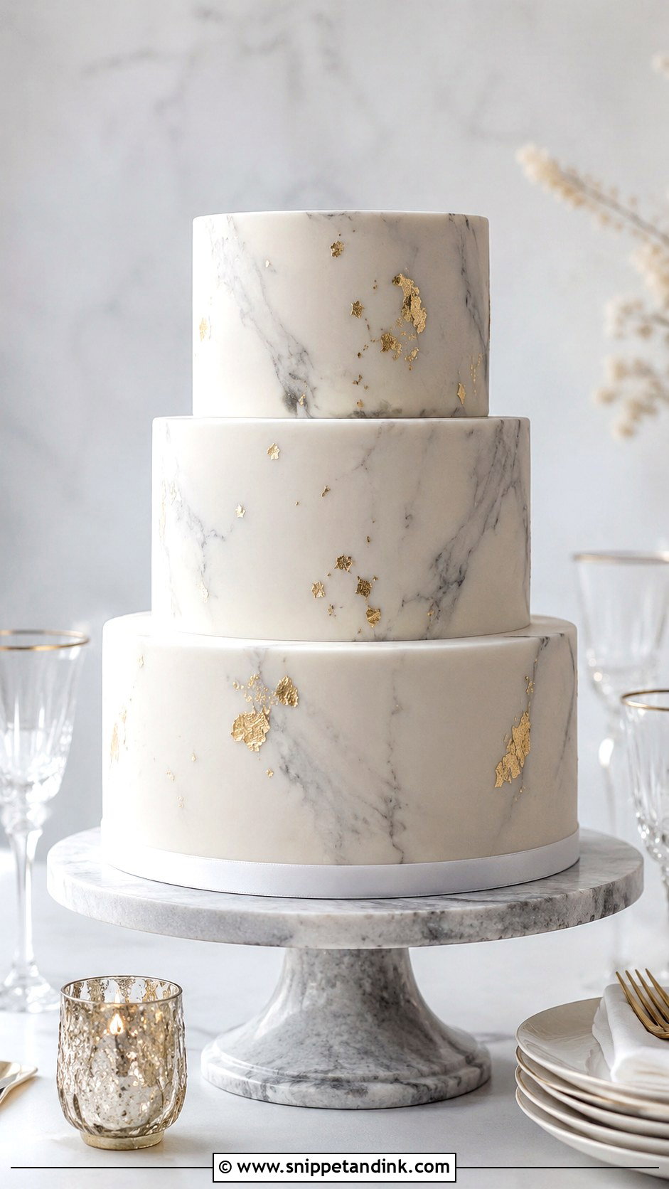 Marble 3 Tier Wedding Cake No Flowers - Snippet and Ink - 20 3 Tier Wedding Cake No Flowers