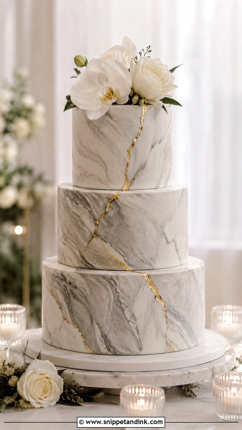 Marble 3 Tier Wedding Cake - Snippet and Ink - 20 3 Wedding Cakes Display Ideas