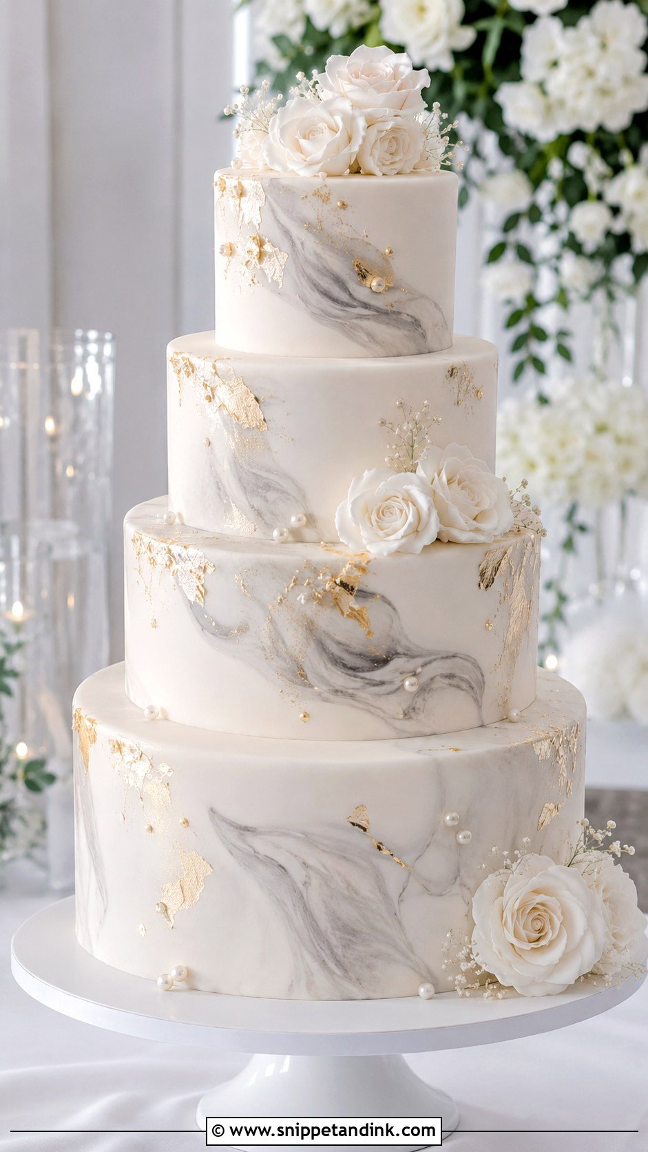 Marble 4 Tier Wedding Cake - Snippet and Ink - 20 Elegant 4 Tier Wedding Cakes