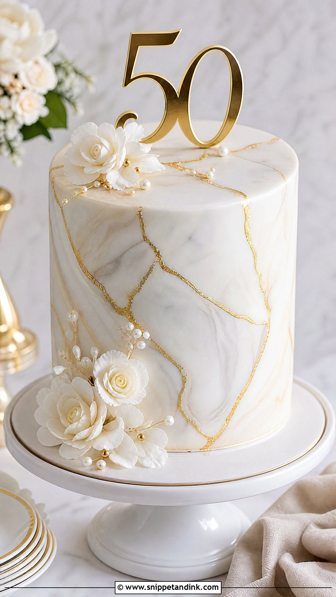 Marble 50th Anniversary Cake - Snippet and Ink - 25 50th Wedding Anniversary Cakes