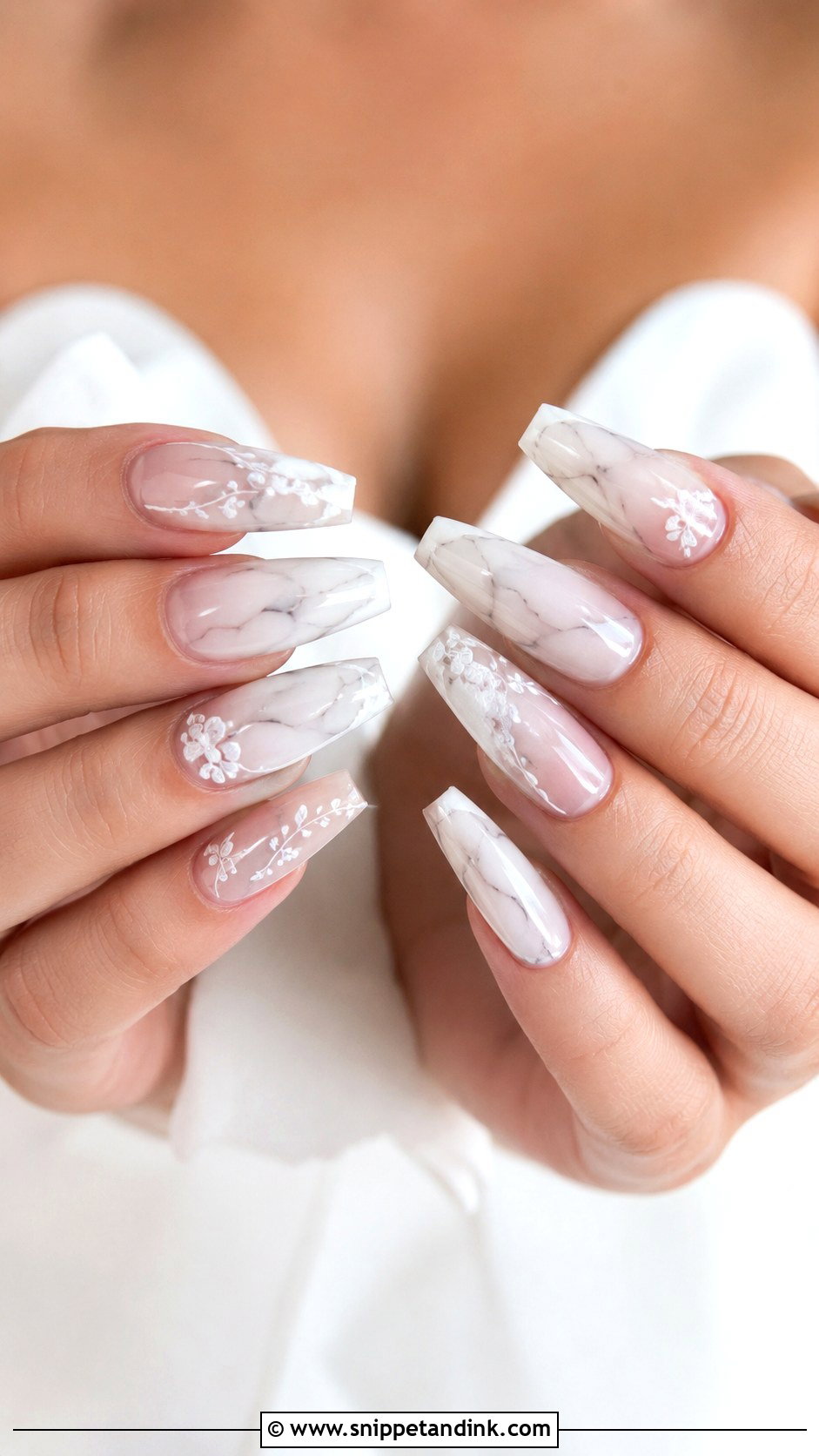 Marble Acrylic Nails For Bride - Snippet and Ink - 20 Acrylic Nails for the Bride Wedding
