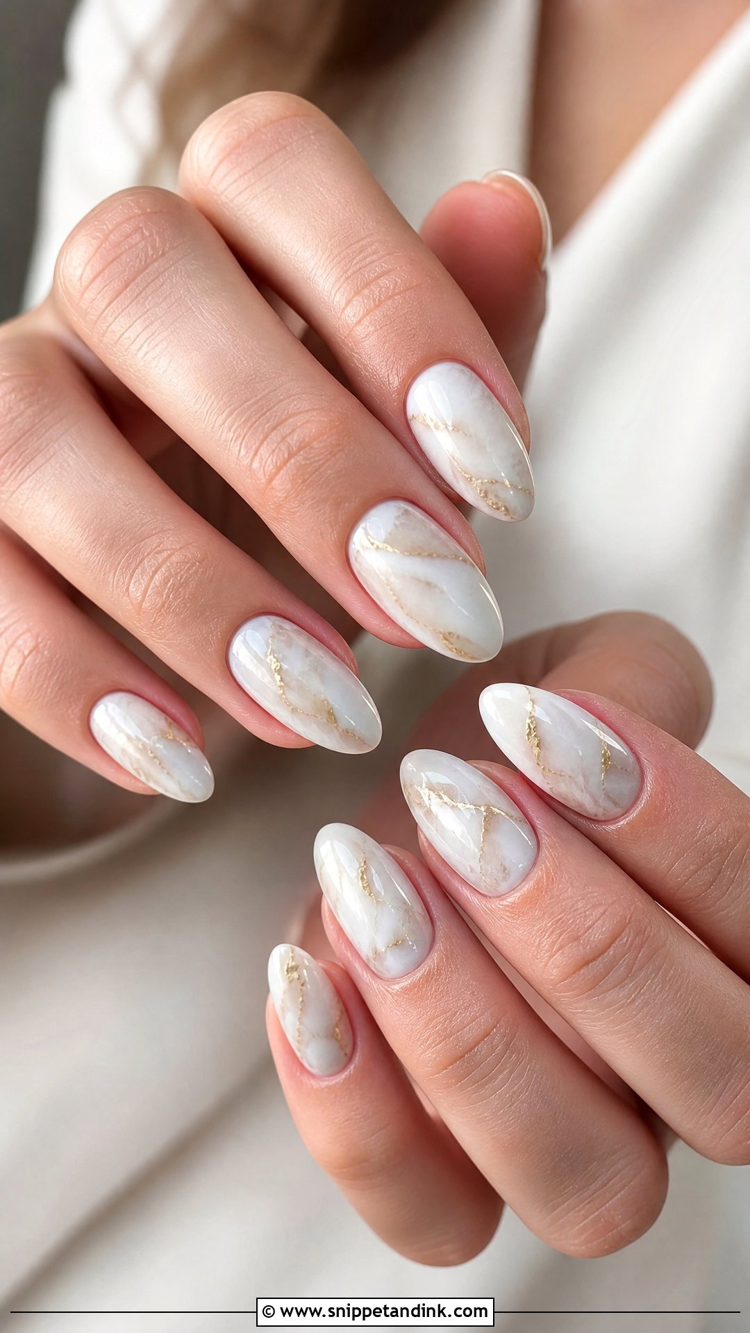 Marble Almond Wedding Nails - Snippet and Ink - 25 Almond Wedding Nails for Bride