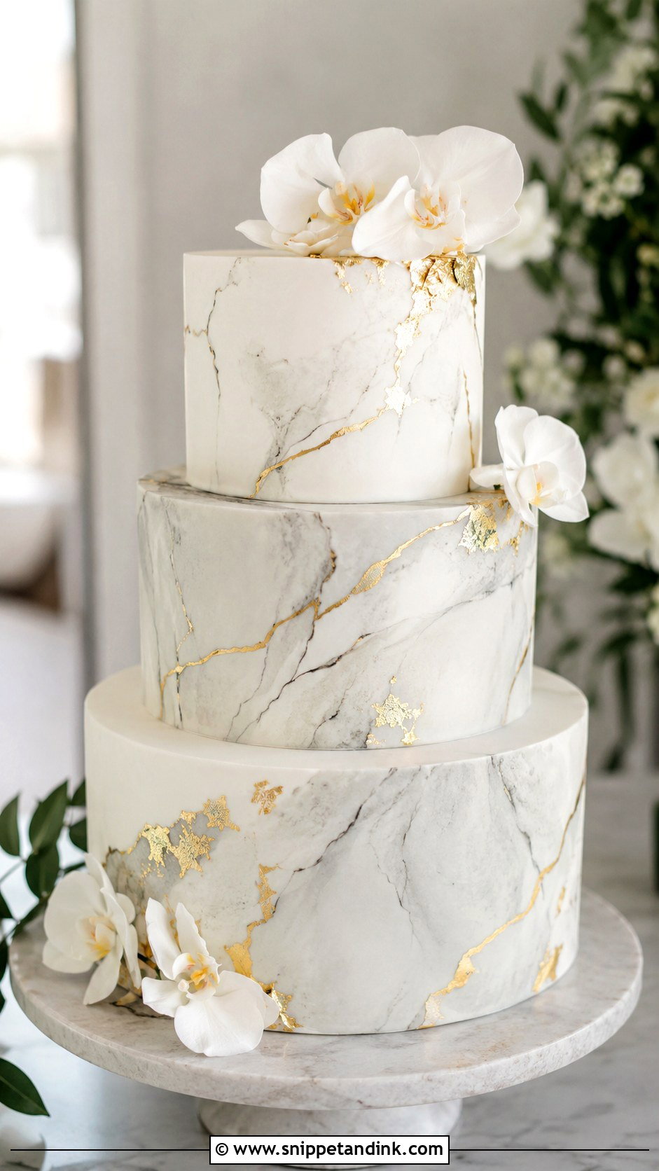 Marble And Gold Wedding Cake - Snippet and Ink - 20 Cake Ideas with Gold for Wedding