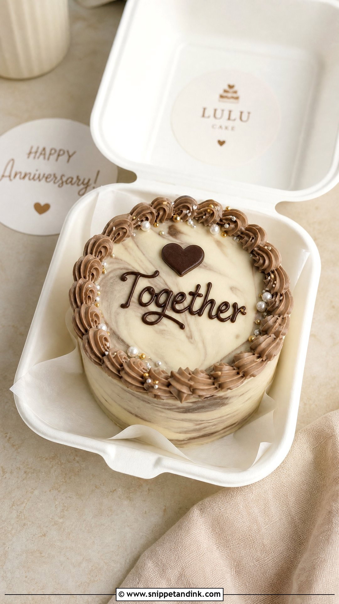 Marble Anniversary Bento Cake - Snippet and Ink - 30 Anniversary Bento Cake Ideas