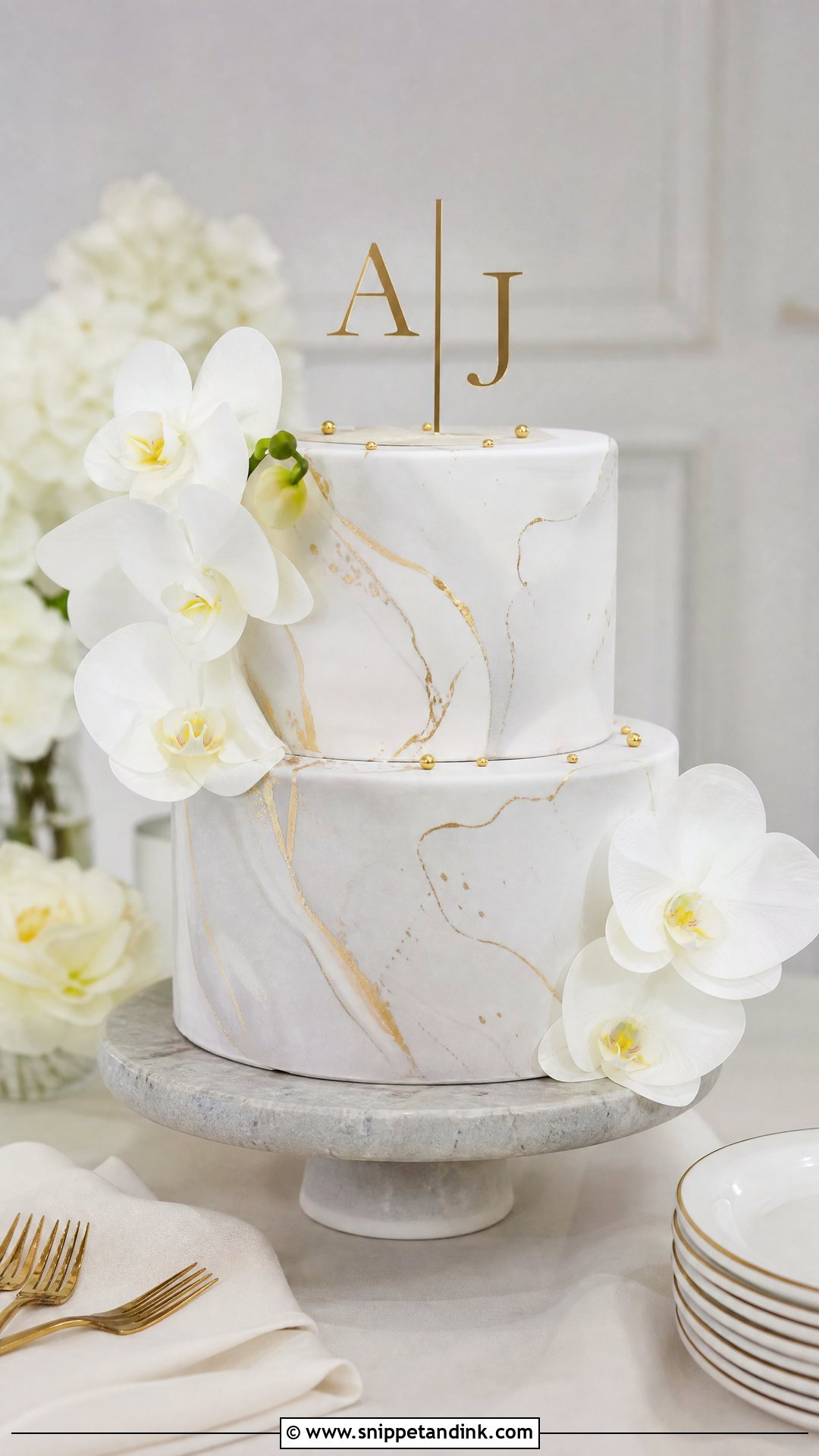 Marble Anniversary Cake - Snippet and Ink - 30 Anniversary Cake Aesthetic Ideas