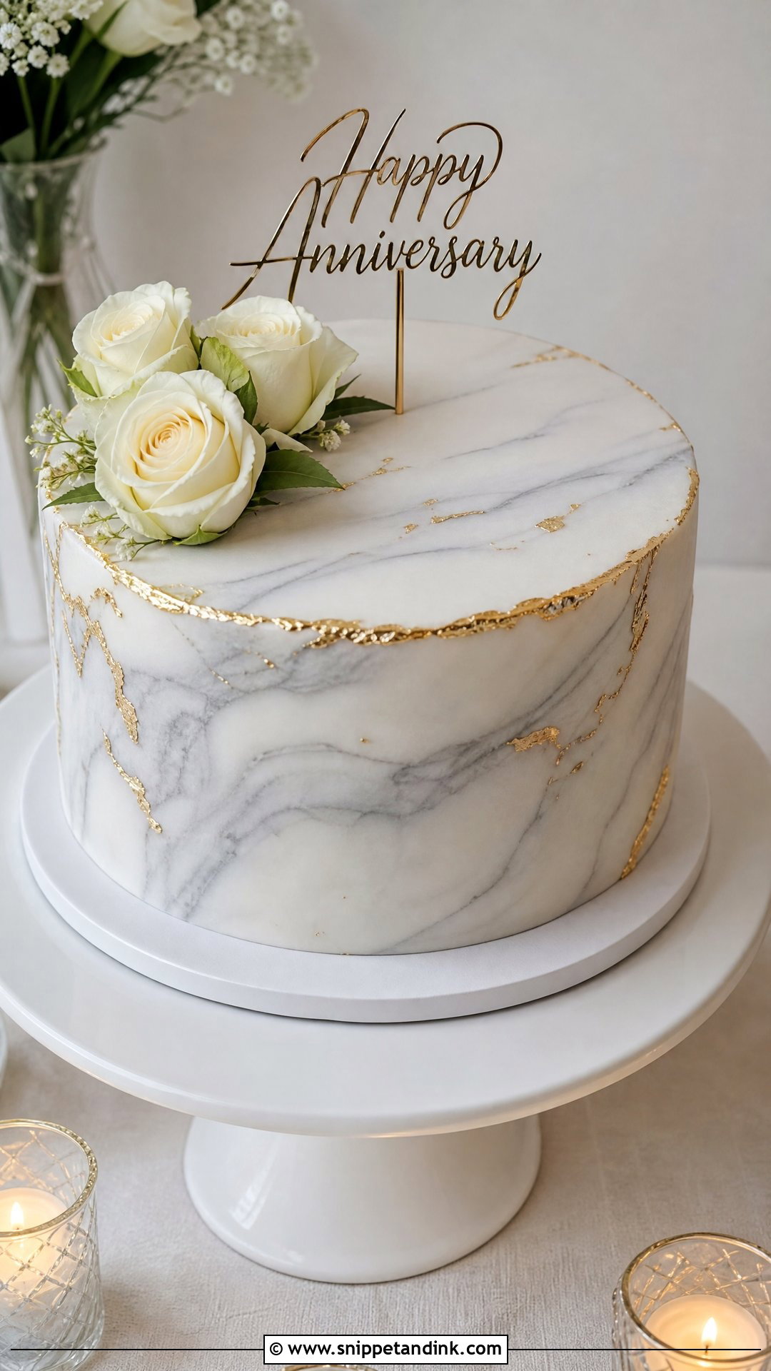 Marble Anniversary Cake - Snippet and Ink - 30 Marriage Anniversary Cake Design Ideas
