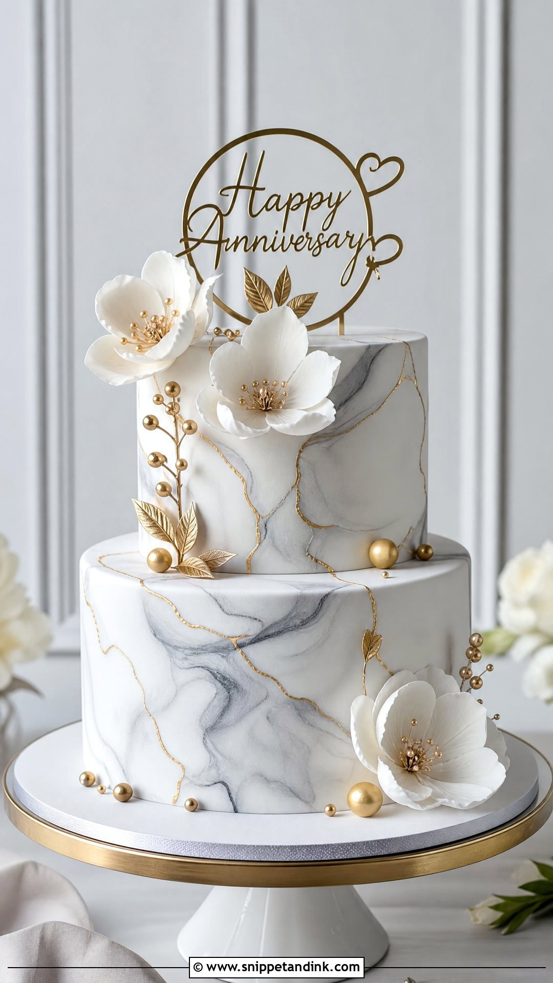 Marble Anniversary Cake - Snippet and Ink - 30 Marriage Anniversary Cake Ideas
