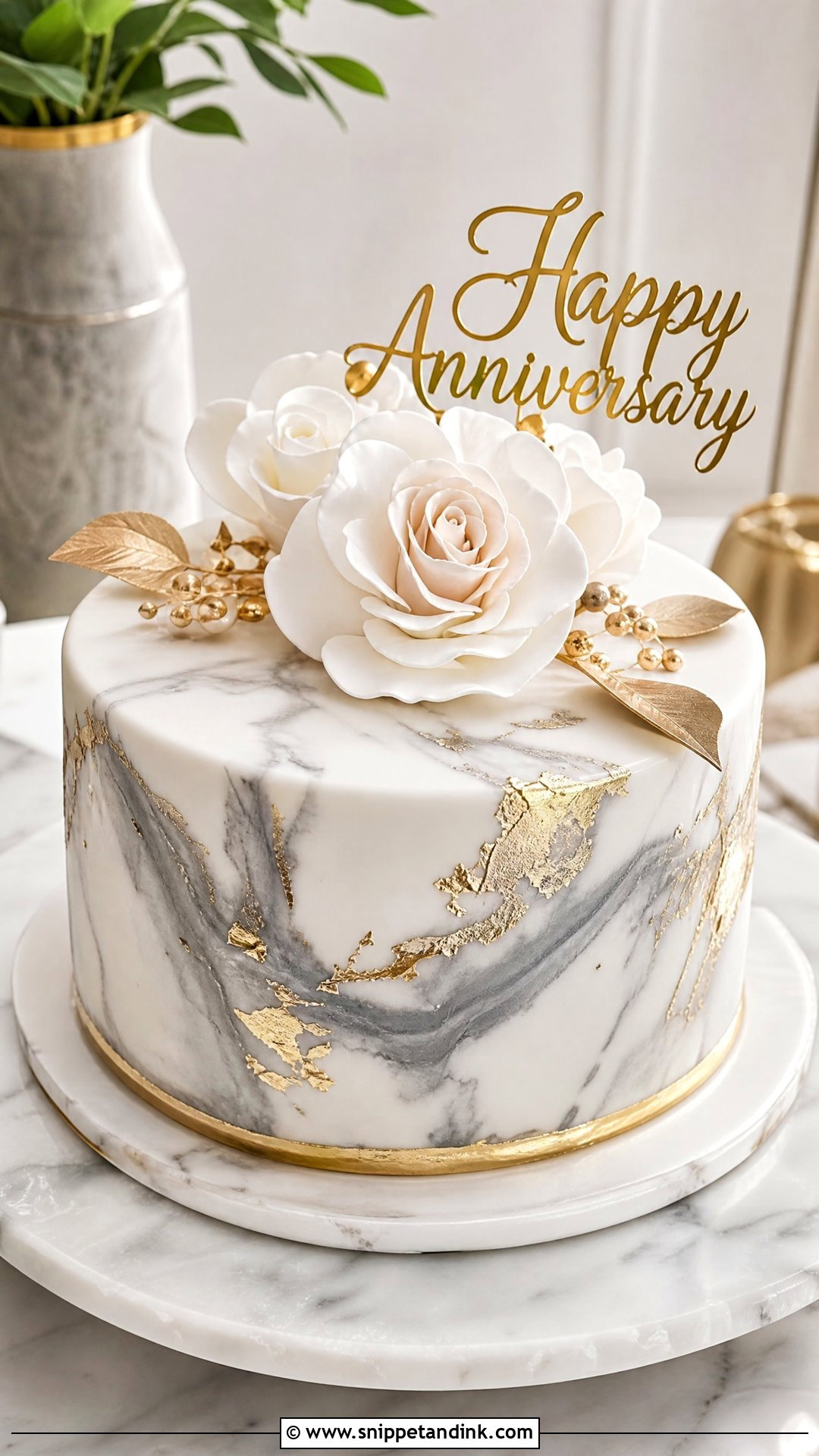 Marble Anniversary Cake - Snippet and Ink - 35 Anniversary Cake Designs