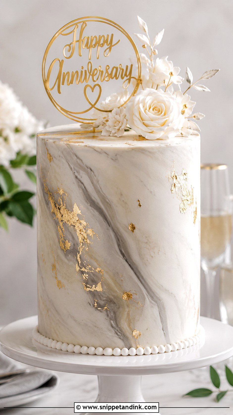 Marble Anniversary Cake - Snippet and Ink - 20 Anniversary Cake Snapchat Story Ideas