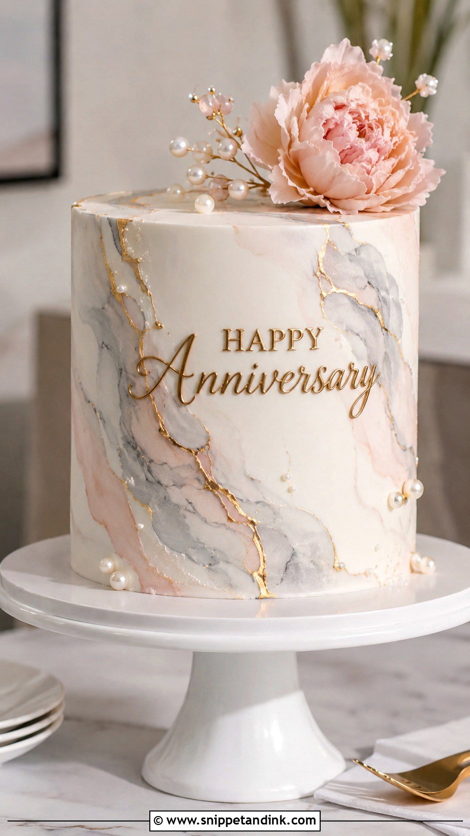 Marble Anniversary Cake - Snippet and Ink - 20 Anniversary Couple Cake Design Ideas